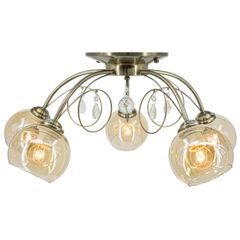 Sypialniana lampa sufitowa 8823/5 21QG crystals mosiądz