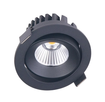 Sufitowa LAMPA wpuszczana CYKLOP H0095 Maxlight okrągła OPRAWA podtynkowa LED 12W 3000K oczko metalowe IP65 czarne