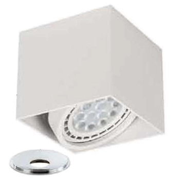 LAMPA sufitowa Cardi I Bianco + Ufo Cromo Orlicki Design metalowa OPRAWA kostka downlight biały chrom