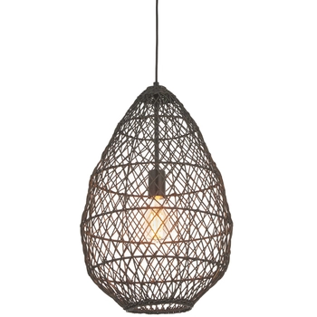 Wisząca lampa boho L&-198472 Light& kosz rattanowy czarna