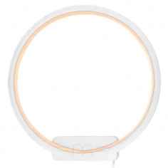 Kinkiet LAMPA ścienna MDECO SLIM/000101/3000/W futurystyczna OPRAWA metalowa LED 18W 3000K pierścień ring biały