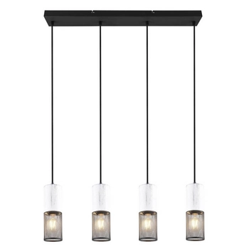 Metalowa lampa wisząca tuby Tosh 304300434 Trio biały czarny