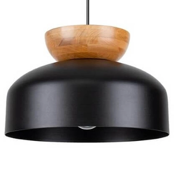 Wisząca lampa do salonu Marion SL.1351 półokrągła drewniana czarna