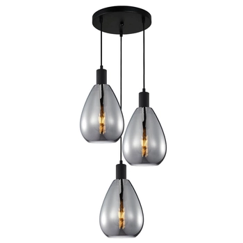 Wisząca lampa kaskadowa Zulo PND-27812-3A-BK-SG Italux łezki dymione czarne