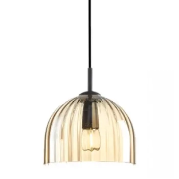 Pojedyncza lampa wisząca 22114 ryflowana szklana do jadalni czarny