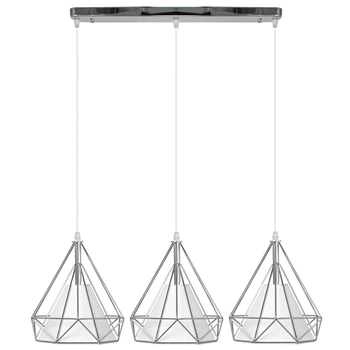 Druciana LAMPA wisząca 8803/3 ZWIS - 02 Elem metalowa OPRAWA loftowy ZWIS piramidy chrom białe