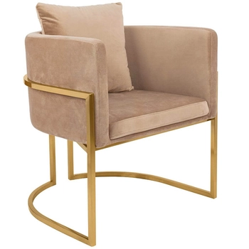 Wypoczynkowy fotel do salonu Chloe Velvet MSE011000303.V13 khaki złoty