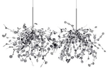 Chromowana lampa wisząca Monete do jadalni nad stół metalowa