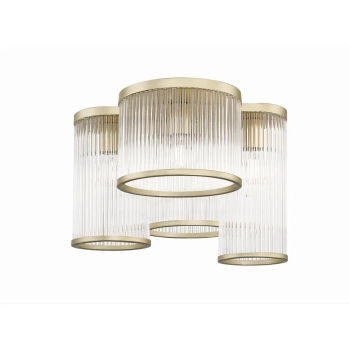 Szklana lampa sufitowa tubki Sergio C0528-04K-V6AC ryflowane  złote