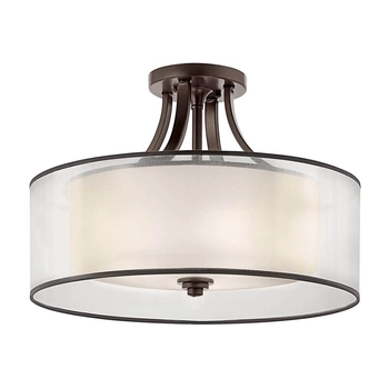 Okrągła lampa sufitowa Lacey KL-LACEY-SFM-MB Kichler brązowy kremowy