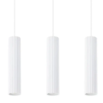 Potrójna wisząca lampa KARBON SL.1537 podłużna ryflowana biała