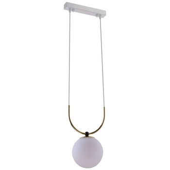 Lampa wisząca BALOS 0409 modernistyczna szklana kula ball zwis biały złoty