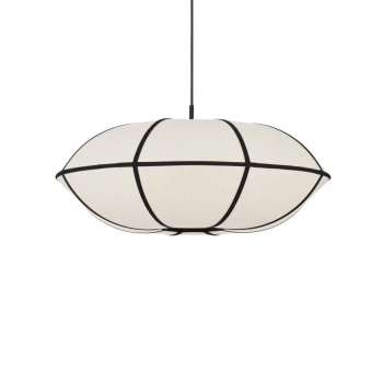 Lniana lampa wisząca RABRE LE-52014 beżowa czarna 1xE27 tkaninowa