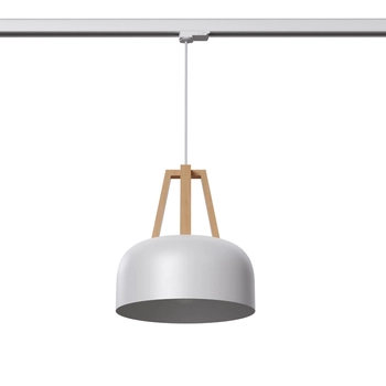 Drewniana lampa wisząca 3-fazowa CASCO MYL.00193 kopuła biały brązowy
