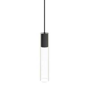 Szklana tuba wisząca Cylinder 7864 do holu czarna przezroczysta