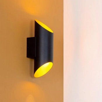 Kinkiet LAMPA ścienna QUIRIJN 09233/01/30 Lucide metalowa OPRAWA ścięta tuba czarna złota