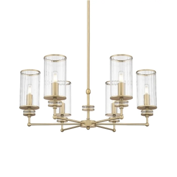 Lampa wisząca żyrandol art deco HAVEN mosiężna metalowa szklana E14 6-punktowa P06798BR