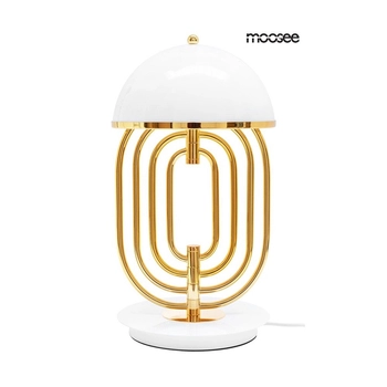 Biurkowa lampka BOTTEGA złoto biała lampa na stolik ruchoma