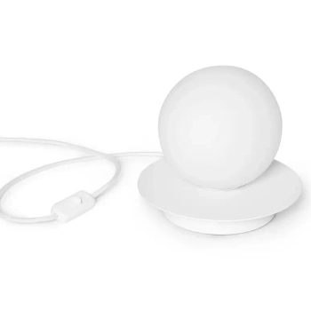 Stołowa lampa do salonu Borra B1A111P1 z wtyczką okrągła biała