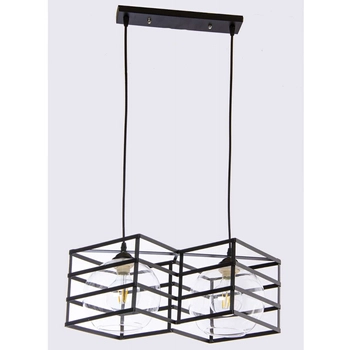 Wisząca lampa druciana VEN W-3851/2 BK geometryczna czarny przezroczysty