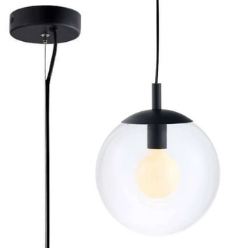 Hygge LAMPA wisząca ALUR 10731102 Kaspa skandynawska OPRAWA kulisty ZWIS szklana kula ball czarna przezroczysta