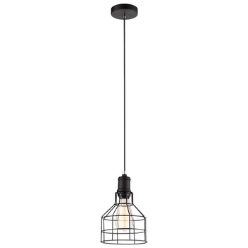 Industrialna LAMPA wisząca SYNTHIA MDM2266-1 Italux druciana OPRAWA metalowy ZWIS klatka czarna