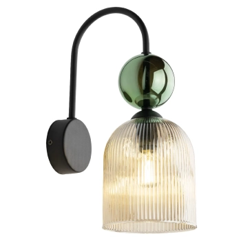 Szklana nocna lampa ścienna Sophia Cognac 11143 żebrowana zielony