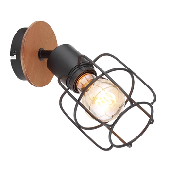 Ścienna lampa druciana Willa 54037-1 do salonu czarna drewno