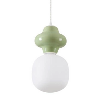 Lampa wisząca do pokoju dziecięcego VILROSA LE44555 ceramiczna biała zielona