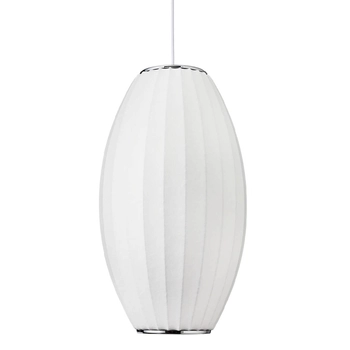 Jedwabna lampa zwis SILK ST-2335-30 do salonu tkanina biała