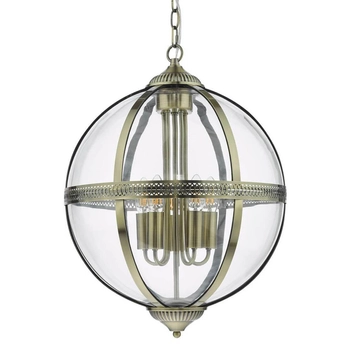 Salonowa lampa wisząca Vanessa VAN0575 Dar Lighting przezroczysta mosiądz