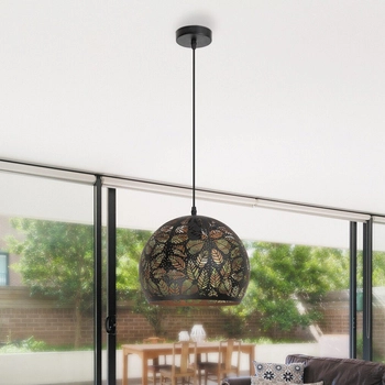 LAMPA wisząca MANORCA 2276 Rabalux orientalna OPRAWA zwis kula ball liście czarny złoty