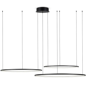 Lampa wisząca ringi czarne LED 99W 3000K pierścienie do salonu potrójna SLD/000011/3000/B/L