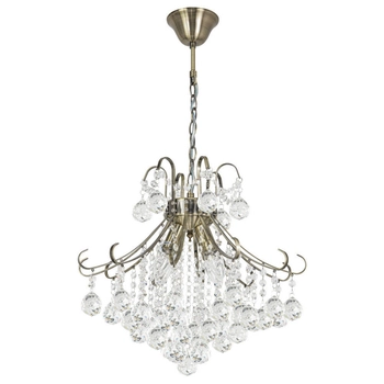 Żyrandol LAMPA wisząca Barcelona 6245/4 21QG Elem glamour OPRAWA crystal ZWIS kryształki mosiądz