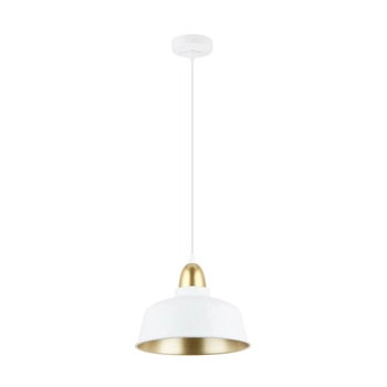 Skandynawska lampa wisząca Mensa metalowa biała złota