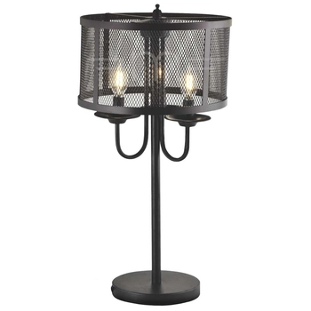 Nocna LAMPKA stojąca SOHO 310859 Polux okrągła LAMPA stołowa siatka loft czarna