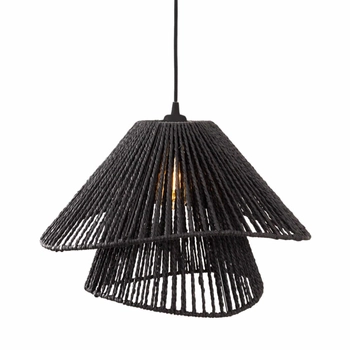 Zwisająca lampa boho Amalfi P0580 Maxlight sznurek japandi czarna