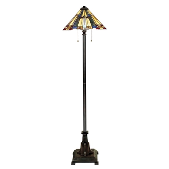 Lampa podłogowa witraż Inglenook QZ-INGLENOOK-FL Quoizel multikolor brąz