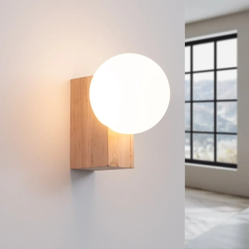 Lampa ścienna BULBO SL.1682 drewniana biała kula G9