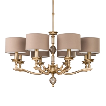Żyrandol klasyczny do salonu Tivoli TIV-ZW-8 (P) beżowy mosiądz