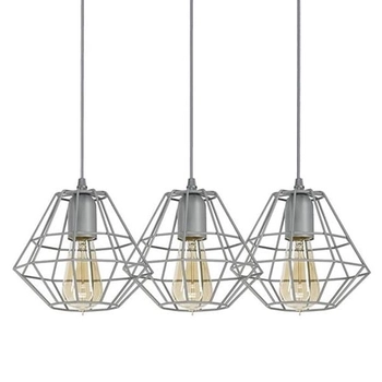 Potrójna loftowa lampa wisząca Diamond 2003 TK Lighting metalowa szara