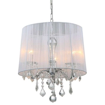 LAMPA wisząca CORNELIA MDM-2572/3 W Italux glamour OPRAWA abażurowa ZWIS z kryształkami organza mgiełka biała