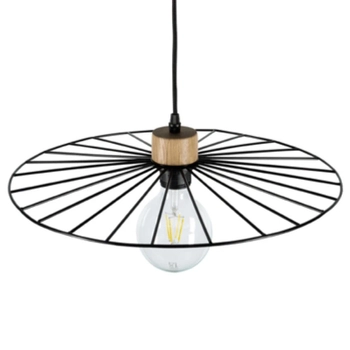 Lampa wisząca ANTONELLA 189219104 kapelusz druciany czarny drewno