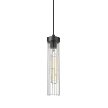 Nowoczesna lampa wisząca QUINCY czarna metalowa szklana E27 1p do kuchni P01811BK