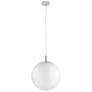 Skandynawska LAMPA wisząca ALUR 10723303 Kaspa szklana OPRAWA kulisty ZWIS kula ball hygge chrom biała