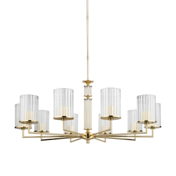 Szklany żyrandol Artu Ryfel ART-ZW-10 (Z) R przezroczysty złoty połysk