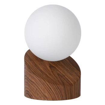 Dotykowa lampa nocna Len 45561/01/70 Lucide okrągła kula biała drewniana