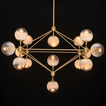 Modernistyczna lampa wisząca Planetario złota szklane kule