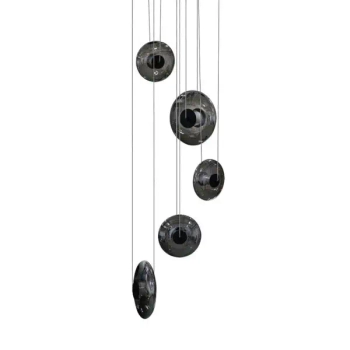 Wisząca lampa kaskada ANDORA czarna przydymiona szklana 5x44W 3000K szklana do salonu AZ6887