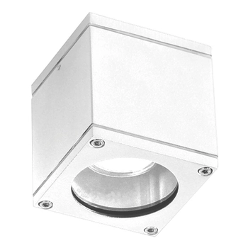 Biały downlight ogrodowy Joe metalowa cube minimalistyczna